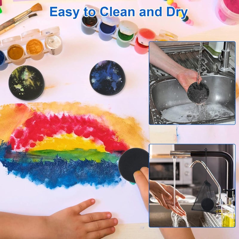 Boyistar Paint Sponge Applicator 3Pcs, Black Detail Painting Sponge for Car Waxing, Wall Repairing Kitchen Cleaning with Storage Mesh Bag (Black) - Image 3